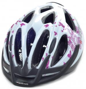 Велошлем CRATONI BIKEmate MTB белый/розовый бабочки, 49-54 см