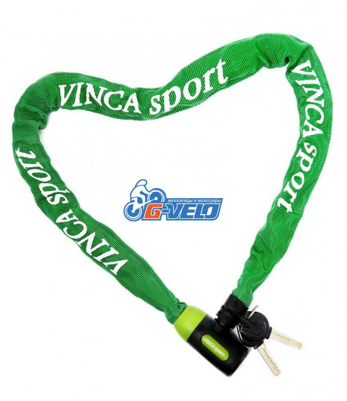 Замок велосипедный Vinca Sport цепь 6*1000мм, зеленая оплетка, VS 101.759 green