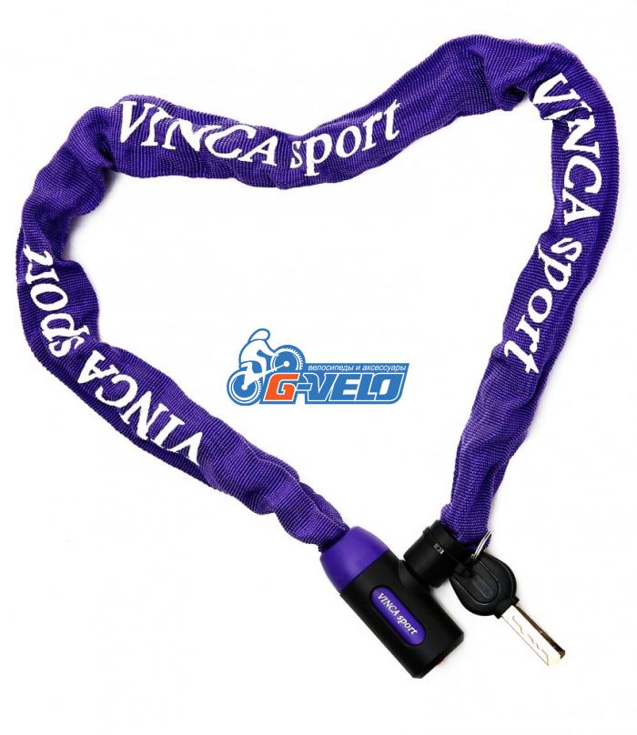 Замок велосипедный Vinca Sport цепь 6*1000мм, фиолетовая оплетка, VS 101.759 violet