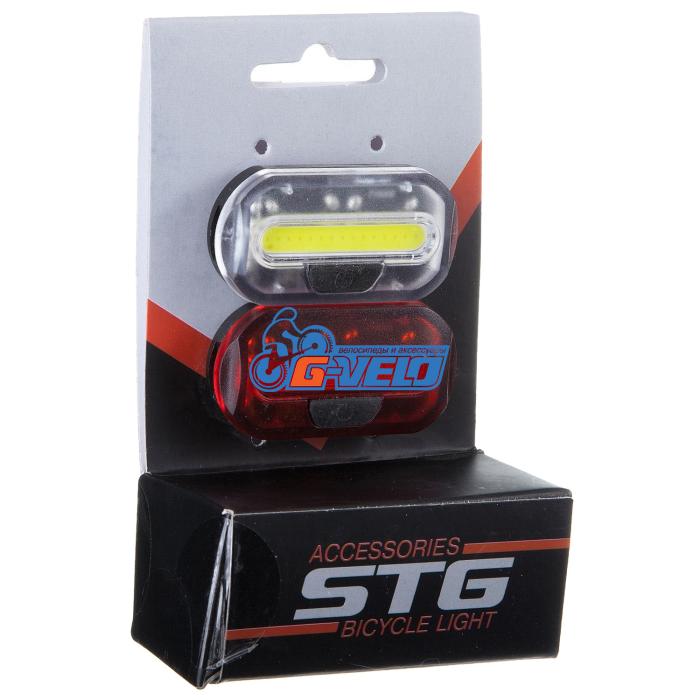STG, Набор велосипедных фонарей, JY-6068, резин. хомут, батарейки