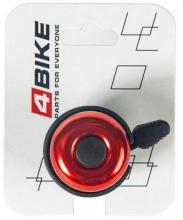 Звонок 4BIKE BB3207-Blk алюминий/пластик, D-40мм, красный