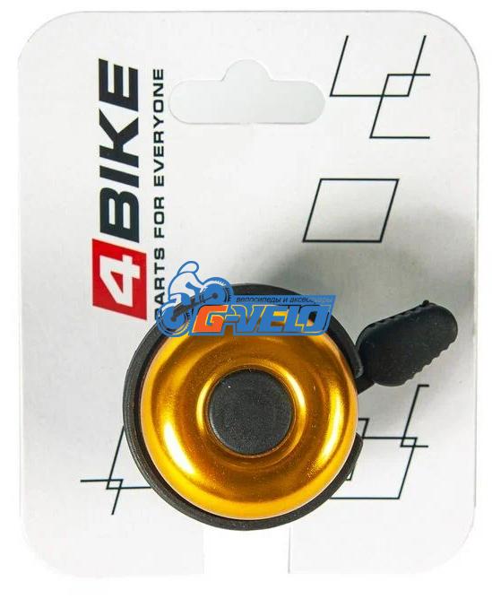 Звонок 4BIKE BB3207-Blk алюминий/пластик, D-40мм, золотистый