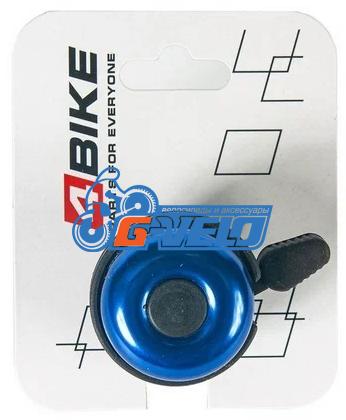 Звонок 4BIKE BB3207-Blk алюминий/пластик, D-40мм, голубой