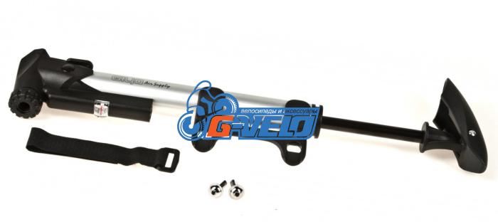 Велонасос GIYO GP-91 mini pump алюминиевый, AV/FV, с манометром, Т-обр.ручка