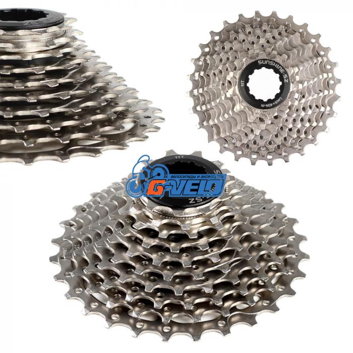 Кассета 10ск, SUNSHINE, 11-28Т, серебро, CS-HR10-28, вес 299гр