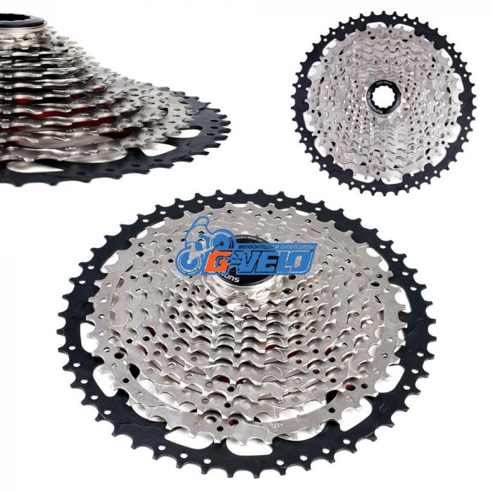 Кассета 12ск, SUNSHINE, 12-50Т, серебро/черная, CS-HR12-50, ALU паук, вес 617гр