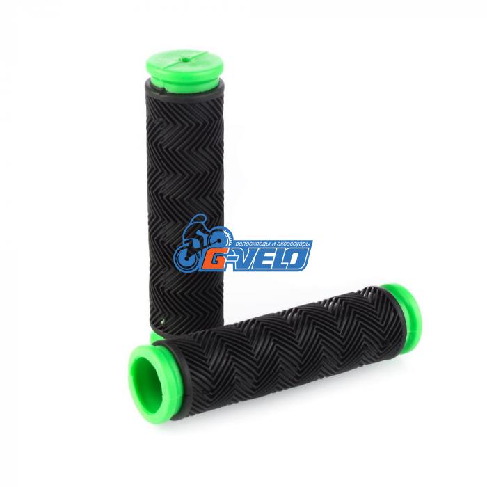 Грипсы резиновые 120 мм, PVC, черные/зеленые