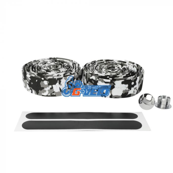 Обмотка на руль, полиуретан, 30х1900 мм, пара, с торцев. заглушк., черн/белый, HL-GR28-1