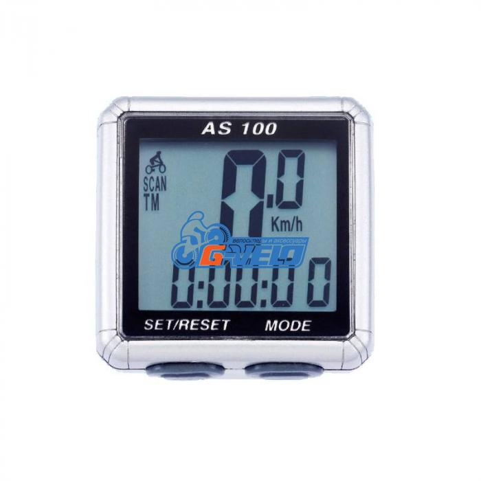 Велокомпьютер проводной ASSIZE AS-100, 8 функций, двухстрочный дисплей, AS-100-8-BK