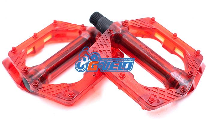 Педали WELLGO B223PR пластиковые, рубиновые, ось 9/16", 111*100*27 мм, 340 гр