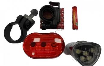 Фара комплект (передн. и задн.), GD08-671, 3 светодиода, 3 режима, AAA*2 шт (в комплекте)