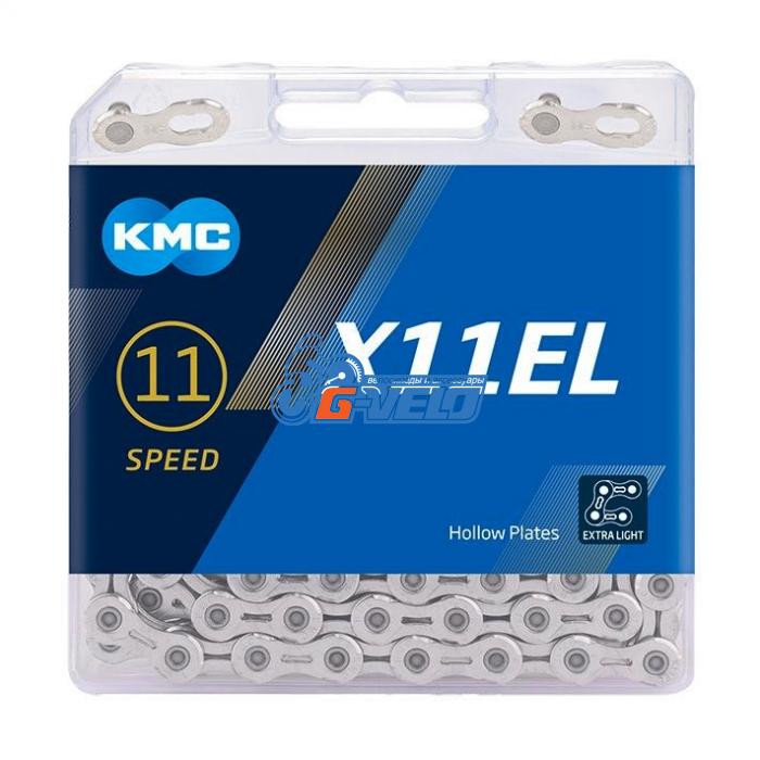 Цепь KMC X11EL 10ск 118 зв с замком, EXTRA LIGHT, полые пластины
