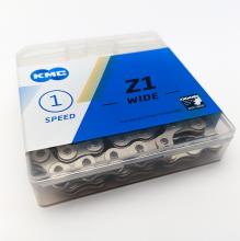 Цепь KMC Z1 Wide Silver, для 1-ск. велосипедов, BMX, фиксеров, 112 звеньев, 1/2"x1/8", серебристая