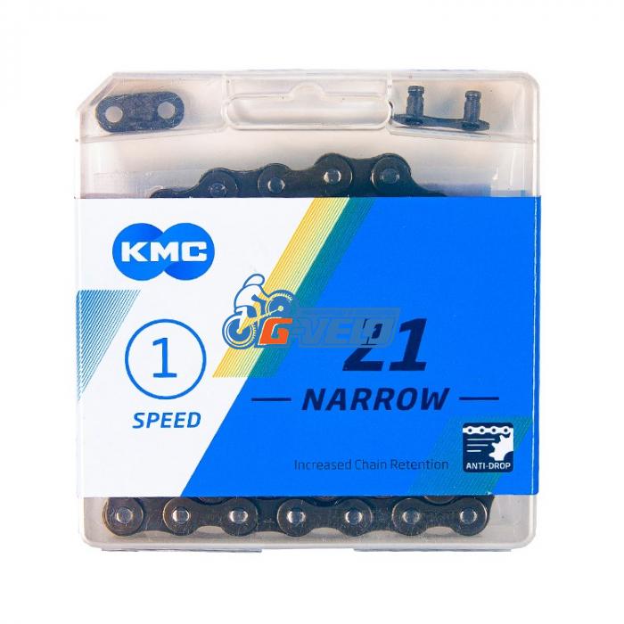 Цепь KMC Z1 Narrow Brown, для 1-ск. велосипедов, BMX, фиксеров, 112 звеньев, 1/2"X3/32, коричневая