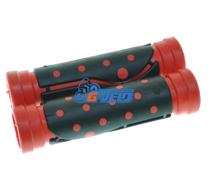 Грипсы резиновые "точка", 120 мм, черный/красный