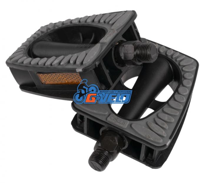 Педали NECO WP108 ось 9/16" MTB пластиковые с прорезиненной рамкой, 111x85 мм, 380 гр