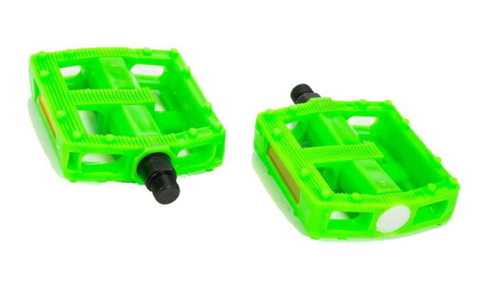Педали TRIX PLATFORM пластиковые, 115x95мм, резьба 9/16", с шипами, черные, HF-855, green