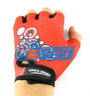 Велоперчатки детские Vinca Sport красные, шестеренки