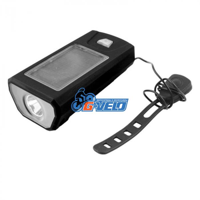 Передняя фара FY-316 пластик 1 диод, 250Lm, линза, звонок, акб 1200mAh