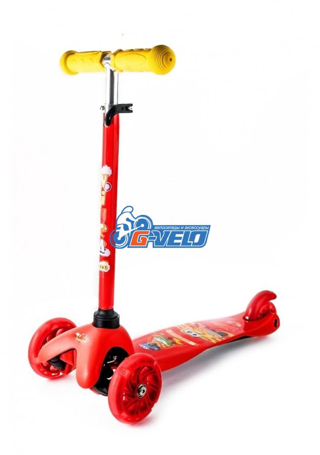 Самокат детский Vinca Sport, от 3 лет, ABEC 5, PU-колеса светящ. 110/78мм, VSP 8A red Cars