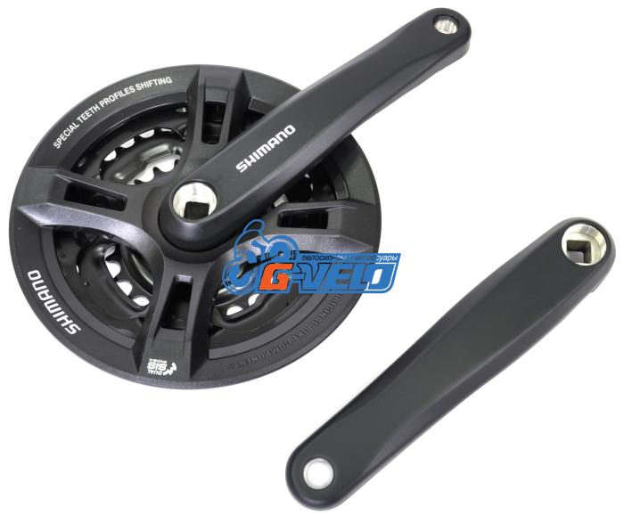 Система Shimano FC-M171 42-34-24T 170мм, черные, квадрат, с защитой