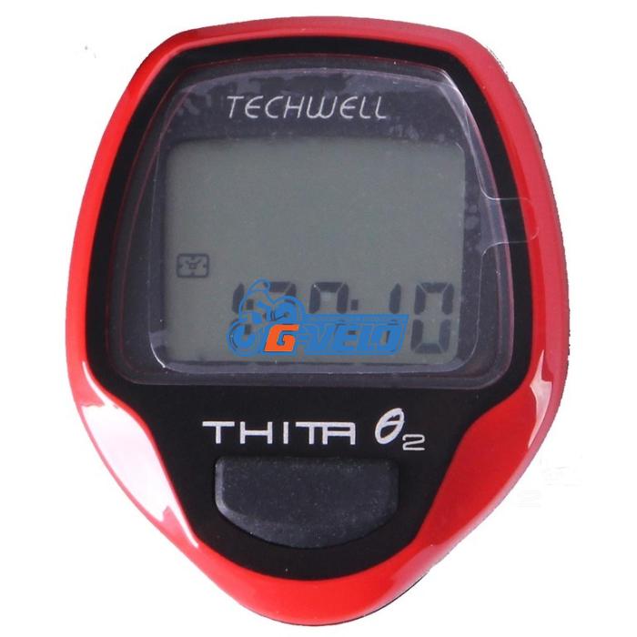 Велокомпьютер Techwell проводной Thita-2 8 функций, красный