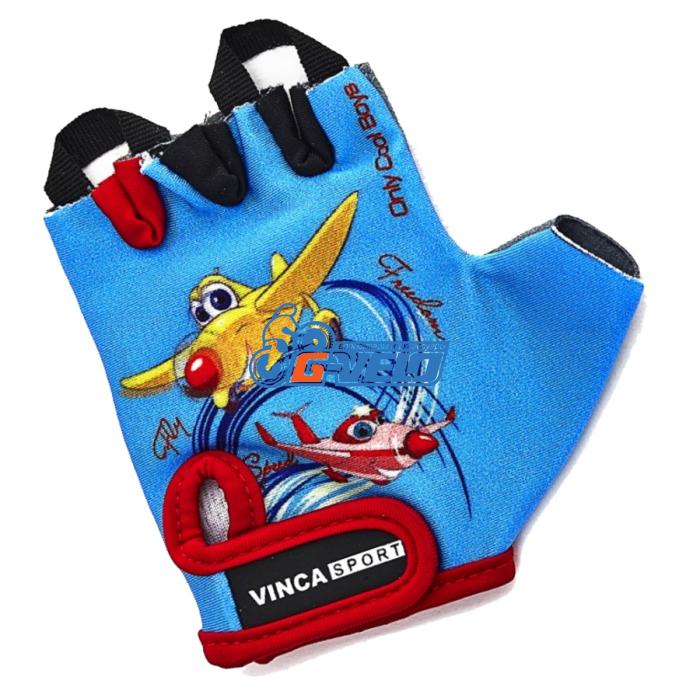 Велоперчатки детские Vinca Sport красные, VG 935 child plane blue