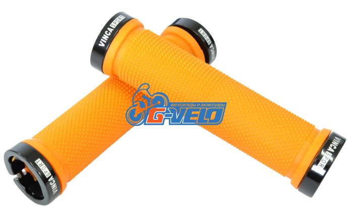 Vinca Sport, Грипсы с метал. зажимами, длина 129мм, оранжевые, зажим чёрный H-G119 orange/black	