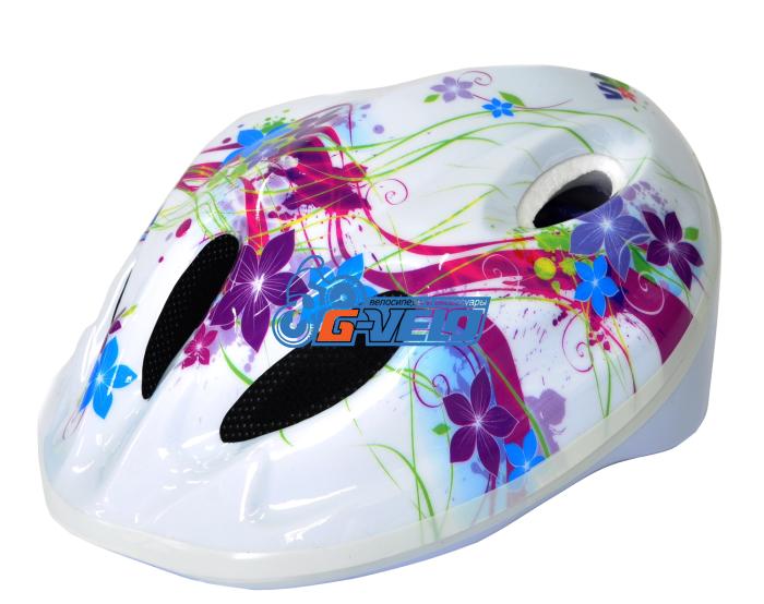 Vinca Sport, Шлем детский с регулировкой, М(52-56см), белый, рисунок - "цветы" VSH 5 flowers